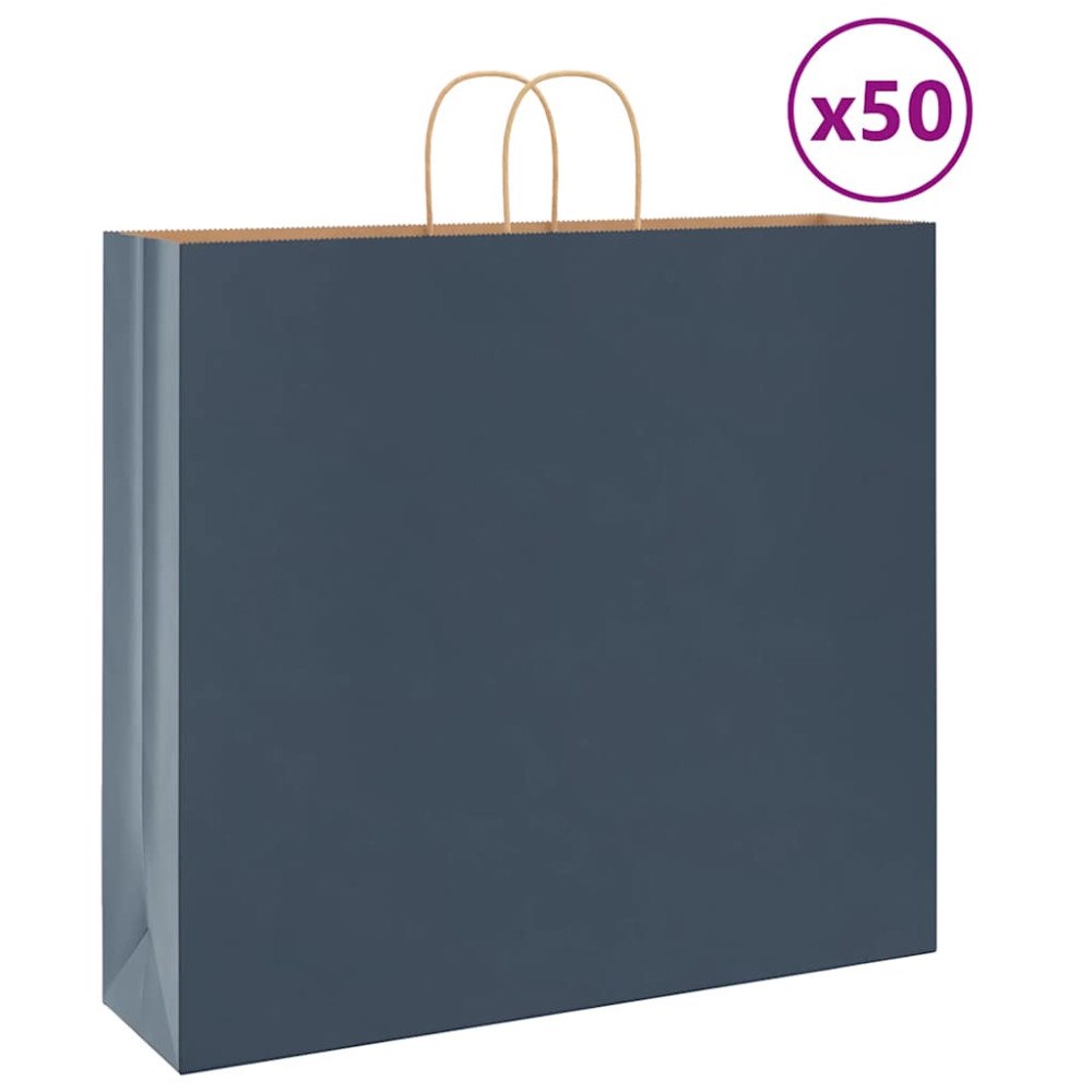 vidaXL Papperspåsar 50 st med handtag blå 54x15x49 cm