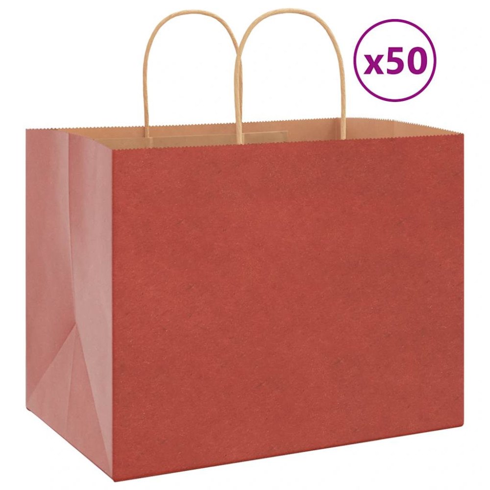 vidaXL Papperspåsar 50 st med handtag röd 32x22x24 cm