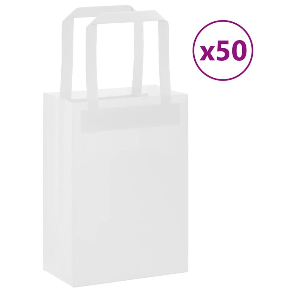vidaXL Papperspåsar 50 st med handtag vit 15x8x21 cm