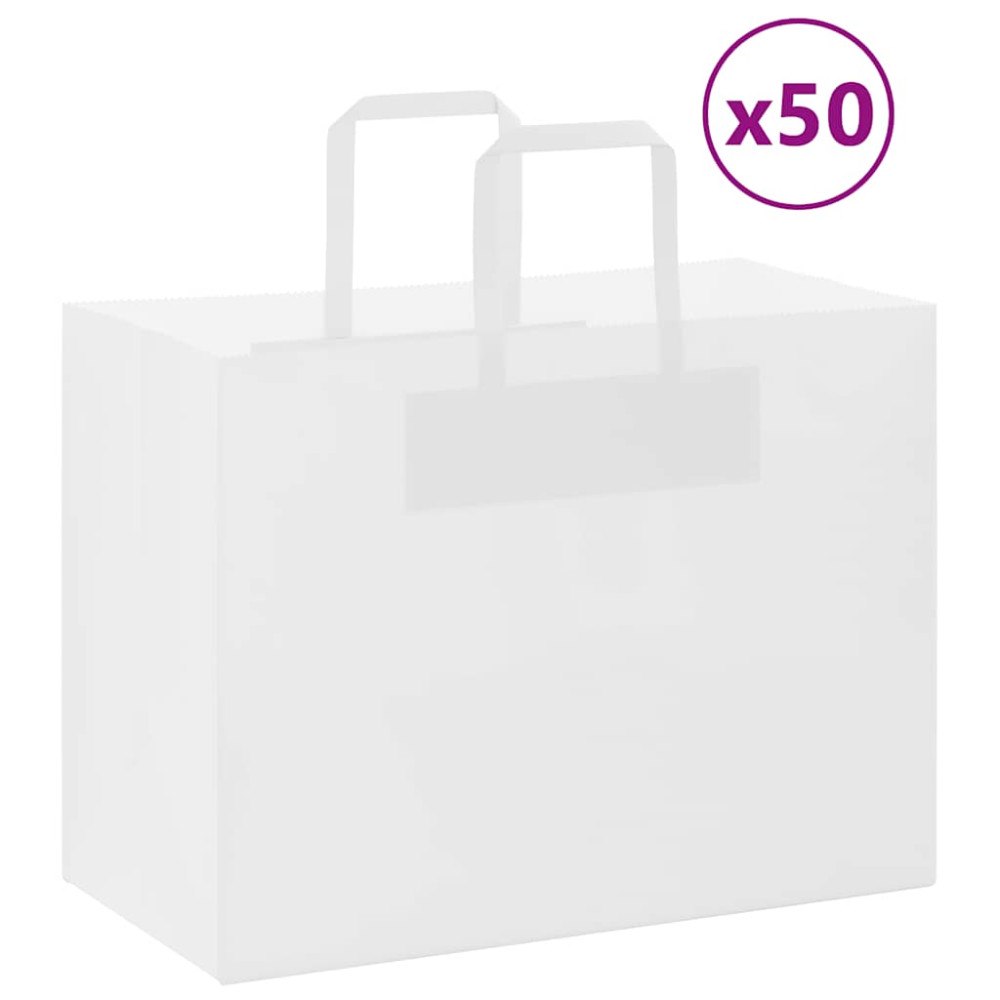 vidaXL Papperspåsar 50 st med handtag vit 32x17x25 cm