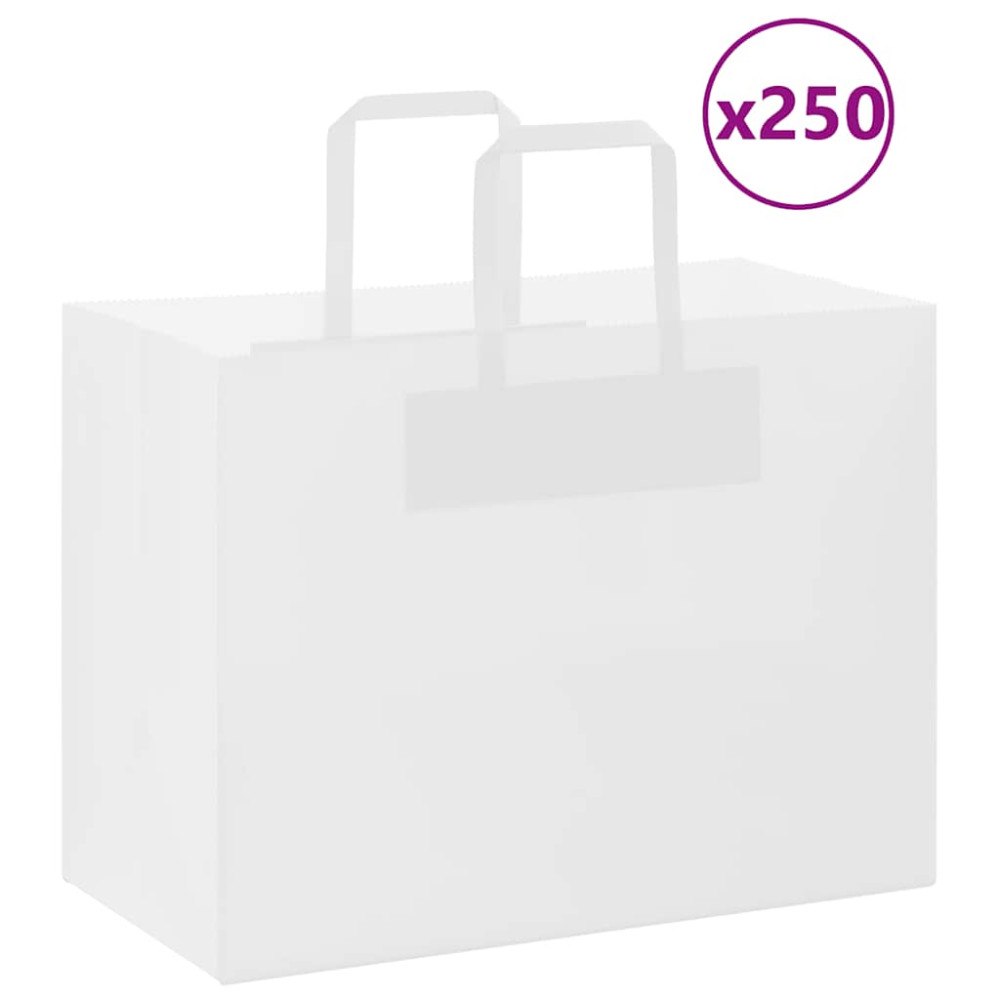vidaXL Papperspåsar 250 st med handtag vit 32x17x25 cm