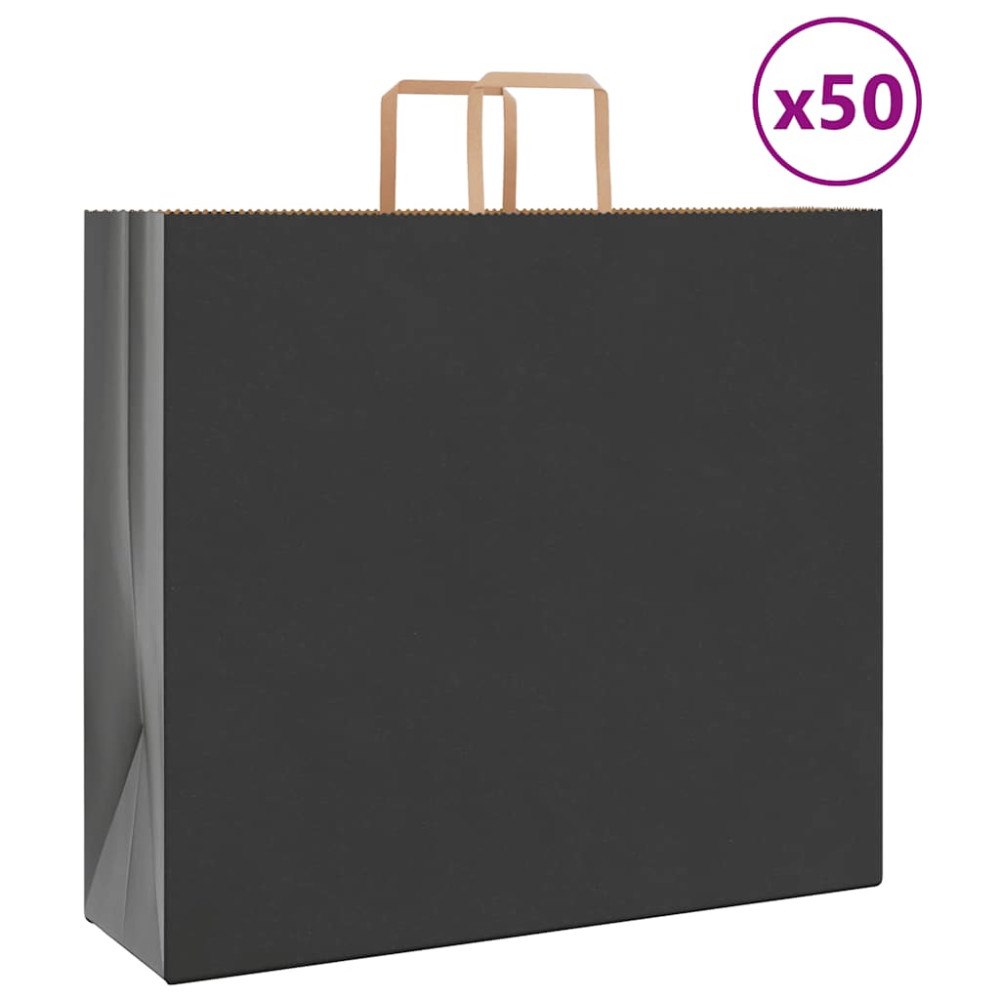 vidaXL Papperspåsar 50 st med handtag svart 54x15x49 cm