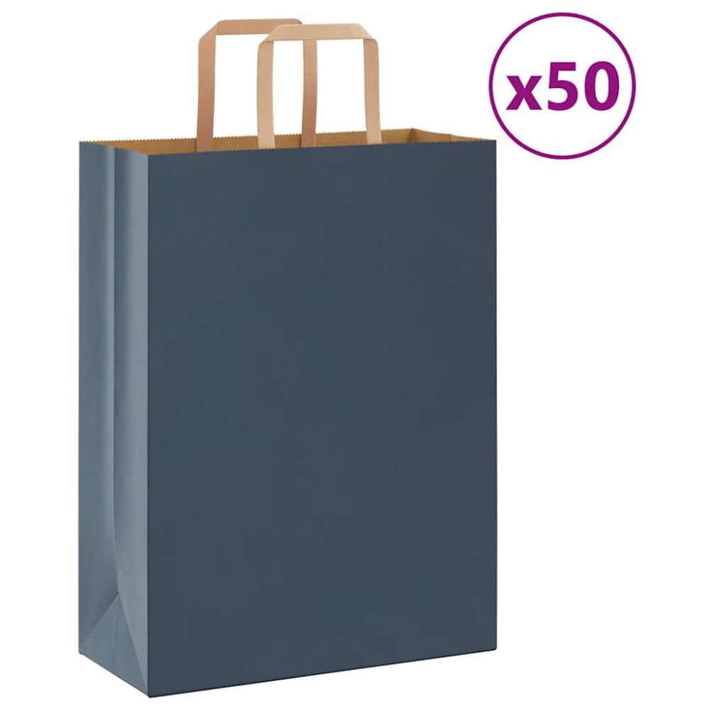 vidaXL Papperspåsar 50 st med handtag blå 26x12x35 cm