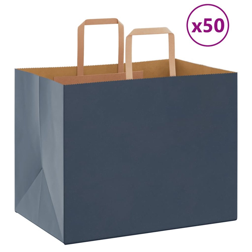 vidaXL Papperspåsar 50 st med handtag blå 32x22x24 cm