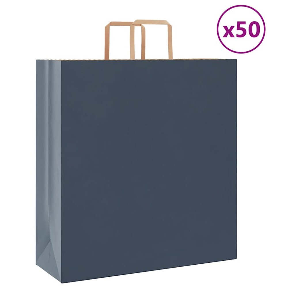 vidaXL Papperspåsar 50 st med handtag blå 45x17x48 cm