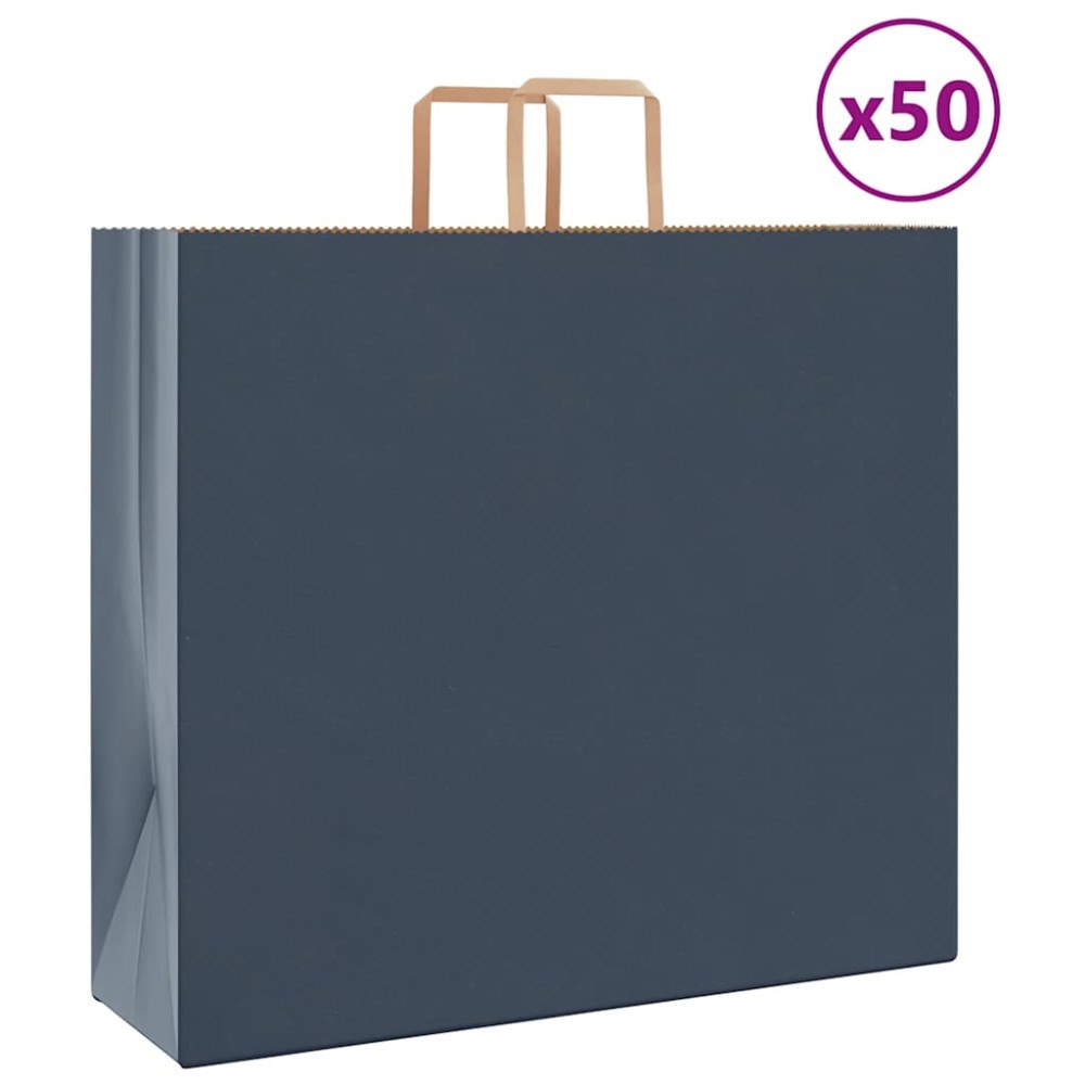 vidaXL Papperspåsar 50 st med handtag blå 54x15x49 cm