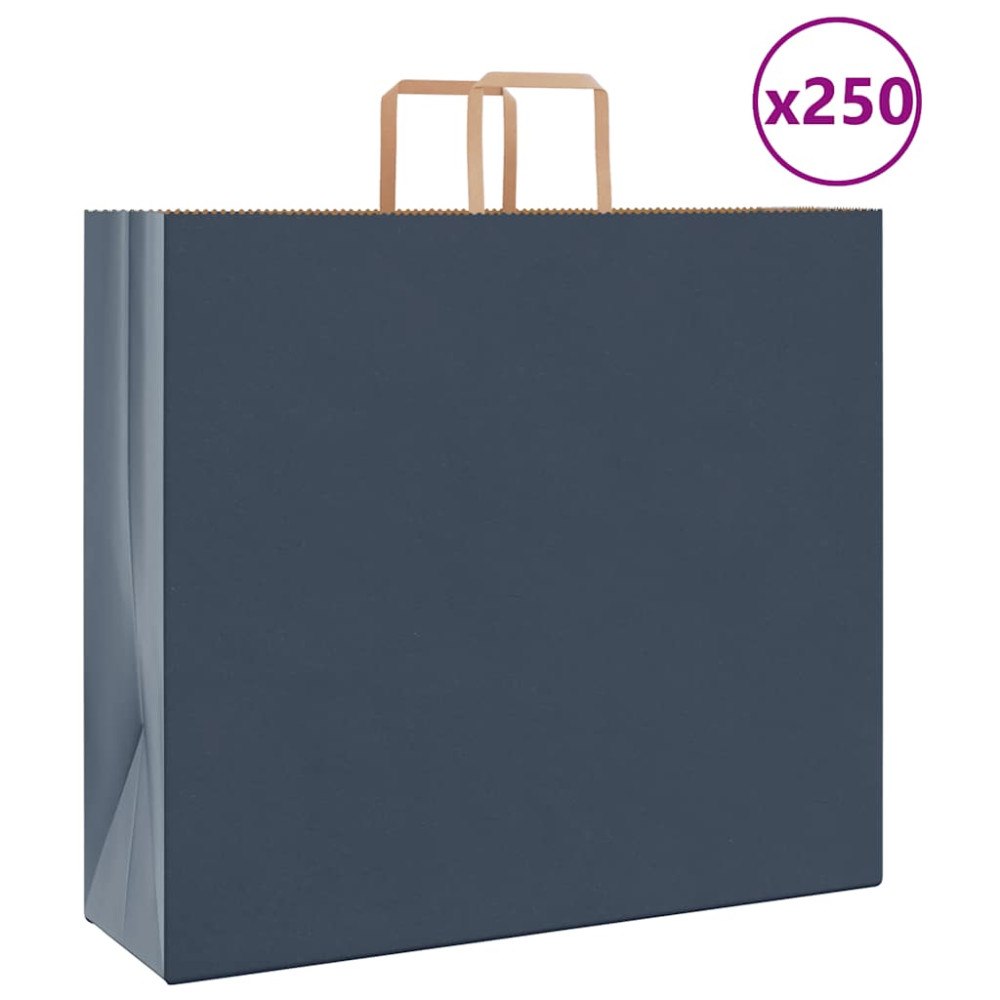 vidaXL Papperspåsar 250 st med handtag blå 54x15x49 cm