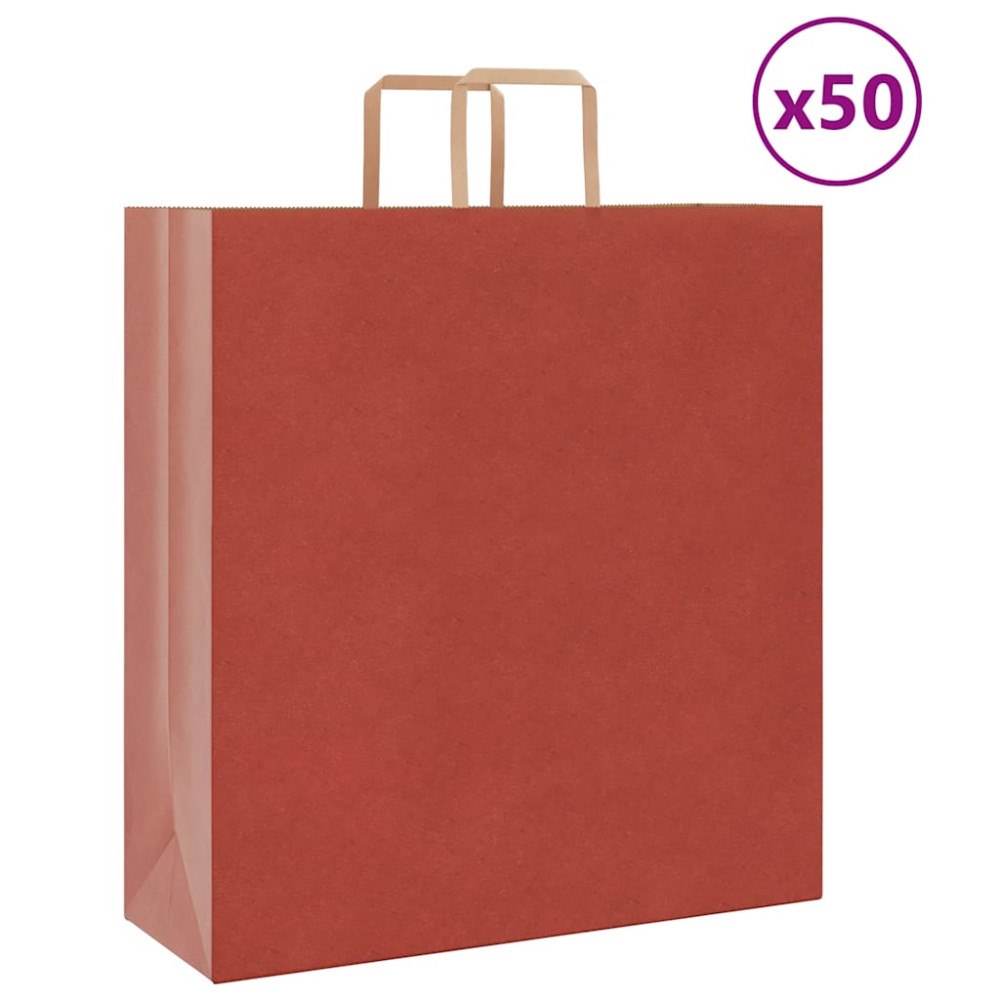 vidaXL Papperspåsar 50 st med handtag röd 45x17x48 cm