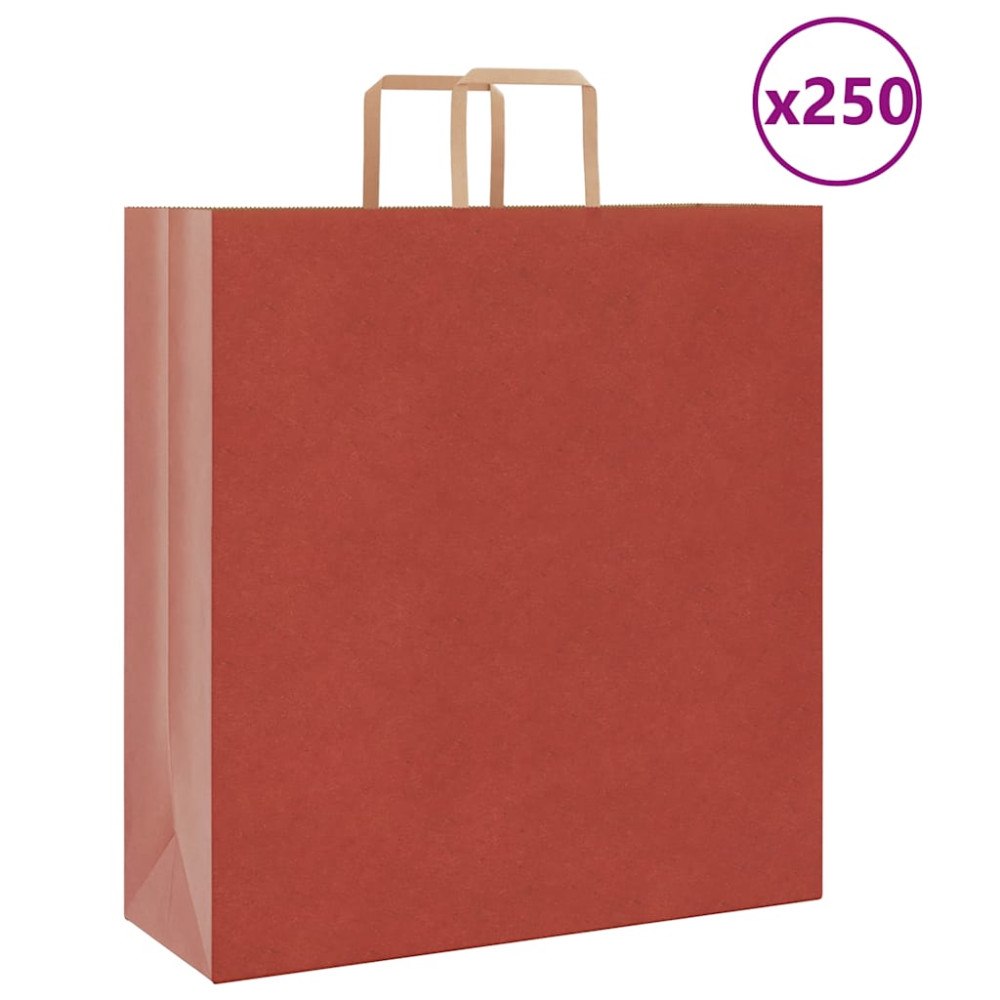 vidaXL Papperspåsar 250 st med handtag röd 45x17x48 cm