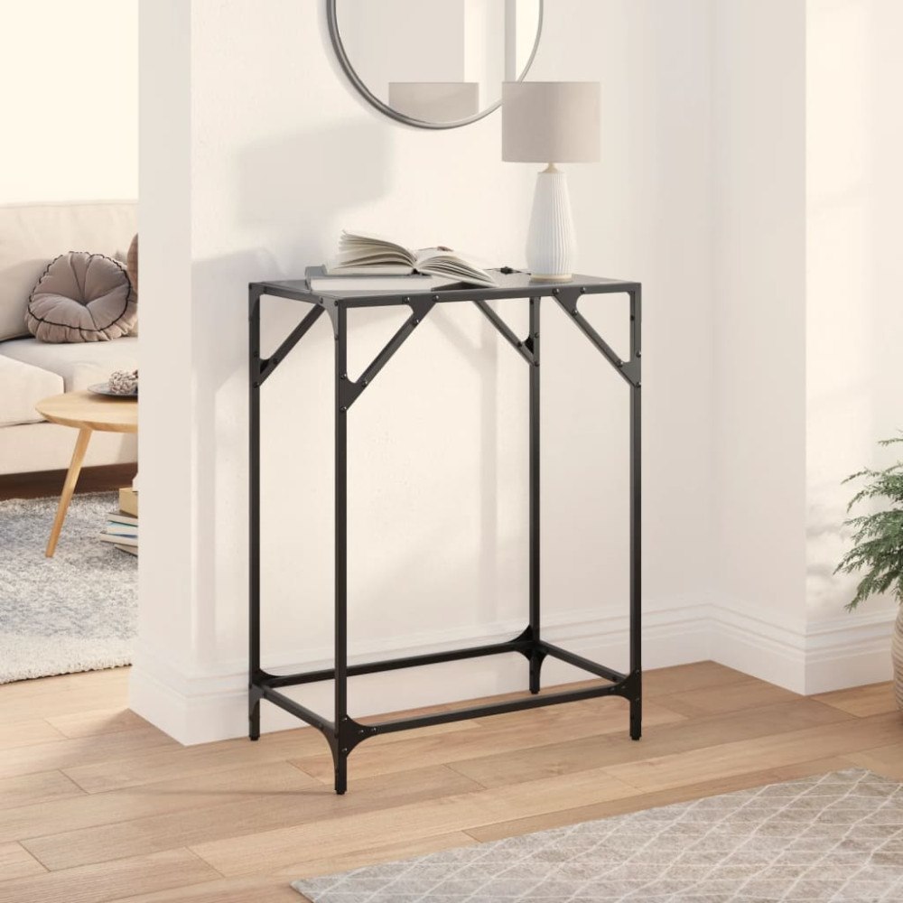 vidaXL Konsolbord med svart glasskiva 60x35x81 cm stål