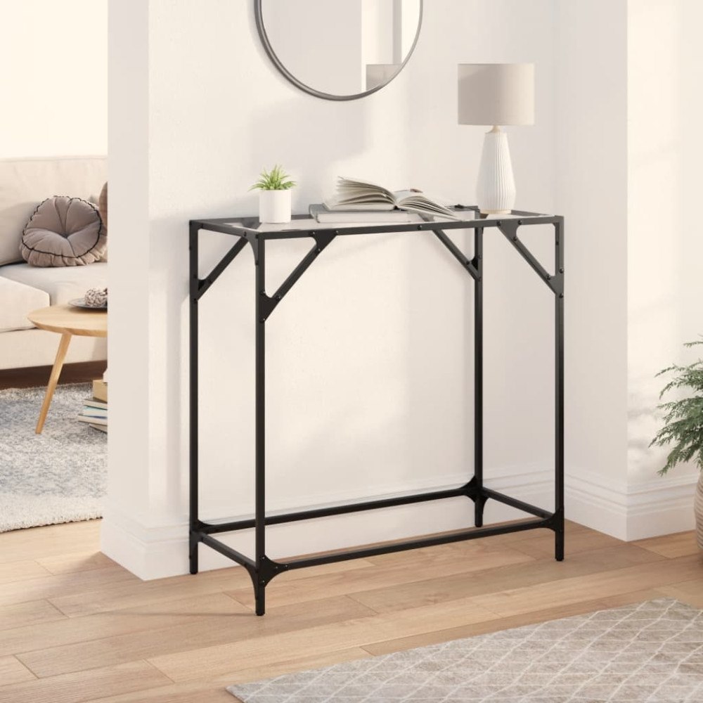 vidaXL Konsolbord med transparent glasskiva 80x35x81 cm stål