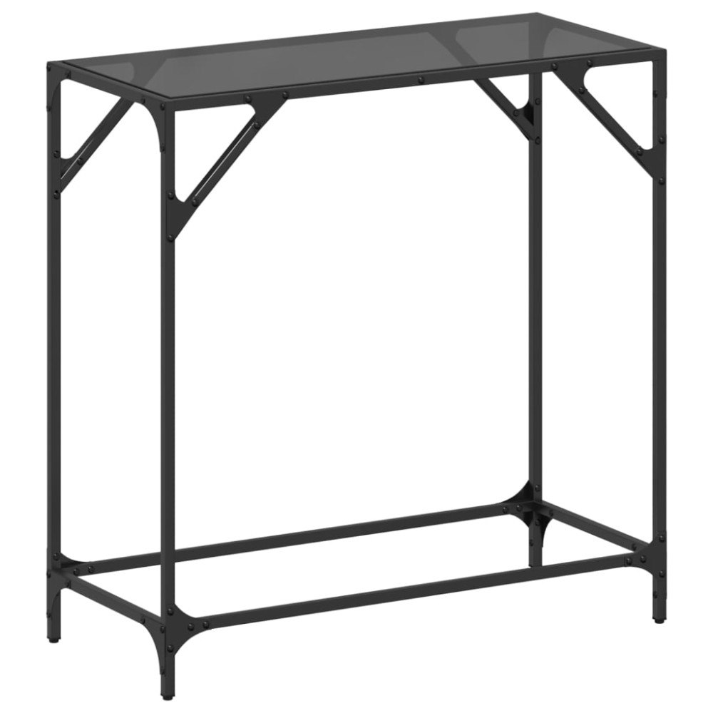 vidaXL Konsolbord med svart glasskiva 80x35x81 cm stål