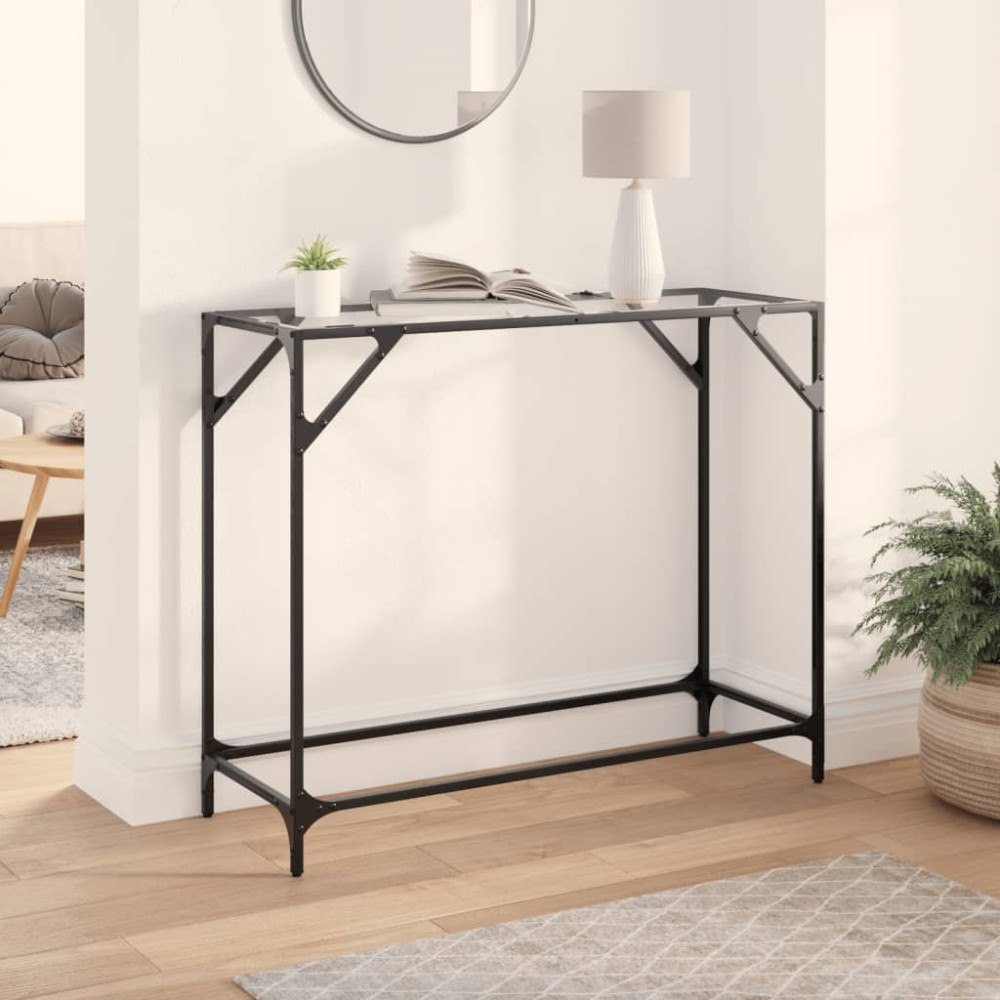 vidaXL Konsolbord med transparent glasskiva 98x35x81 cm stål