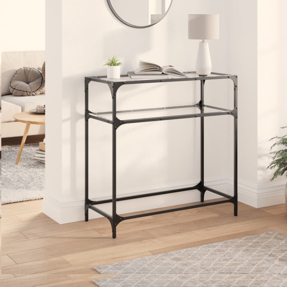 vidaXL Konsolbord med transparent glasskiva 80x35x81 cm stål