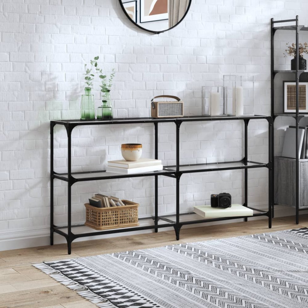 vidaXL Konsolbord med transparent glasskiva 158,5x30x81 cm stål