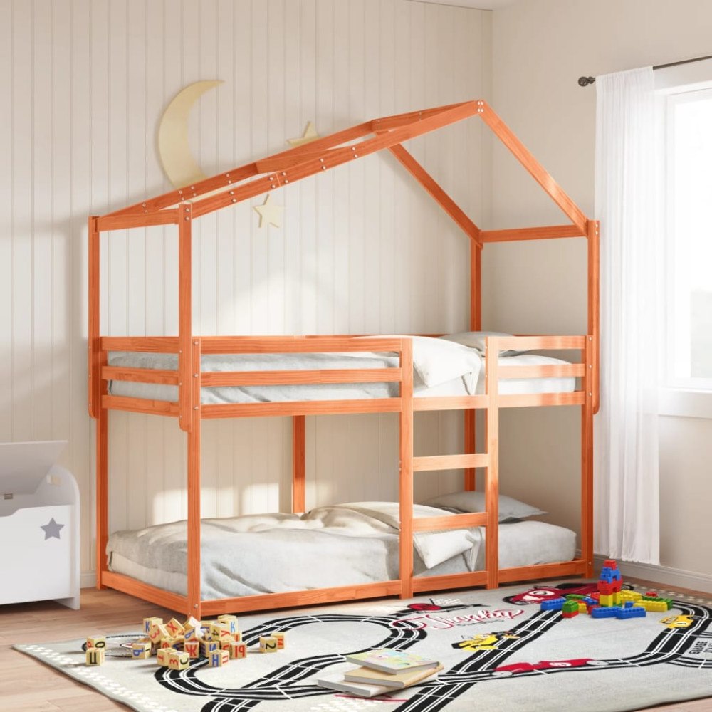 vidaXL Tak till barnsäng vaxbrun 213x95,5x144,5 cm massiv furu