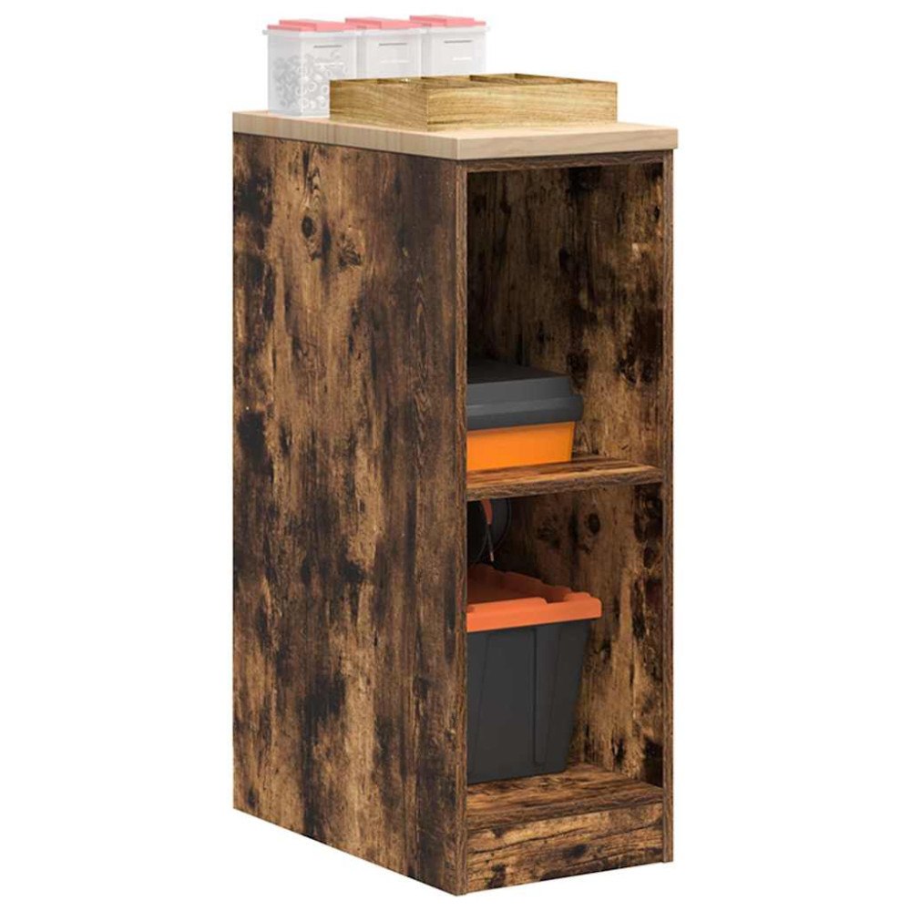 vidaXL Förvaringsskåp för garage rökt ek 30x51x85 cm massivt trä furu