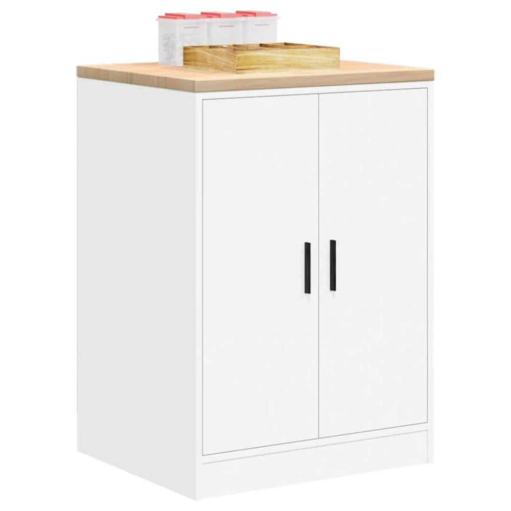 vidaXL Förvaringsskåp för garage vit 60x51x85 cm massivt trä furu