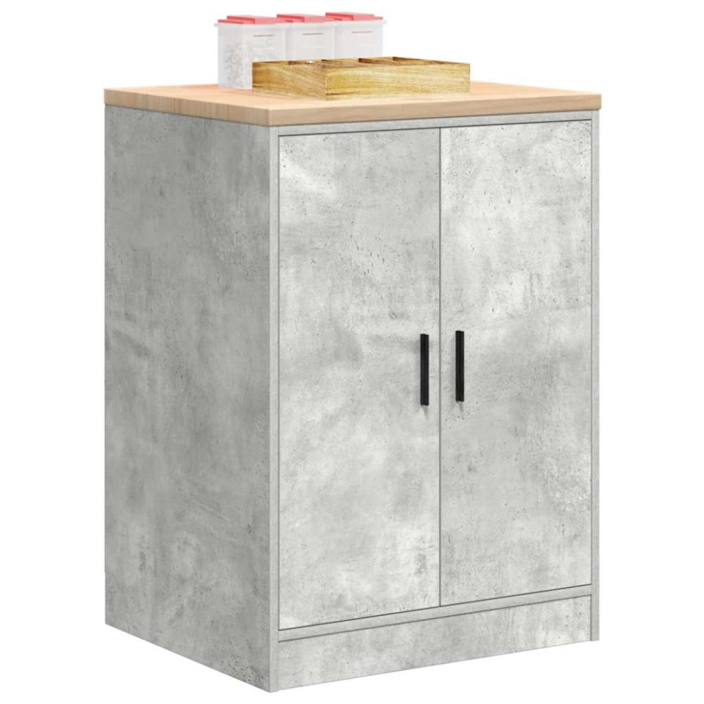 vidaXL Förvaringsskåp för garage Betonggrå 60x51x85cm massivt trä furu