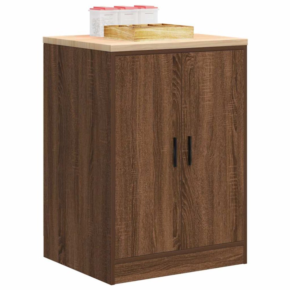 vidaXL Förvaringsskåp för garage brun ek 60x51x85 cm massivt trä furu