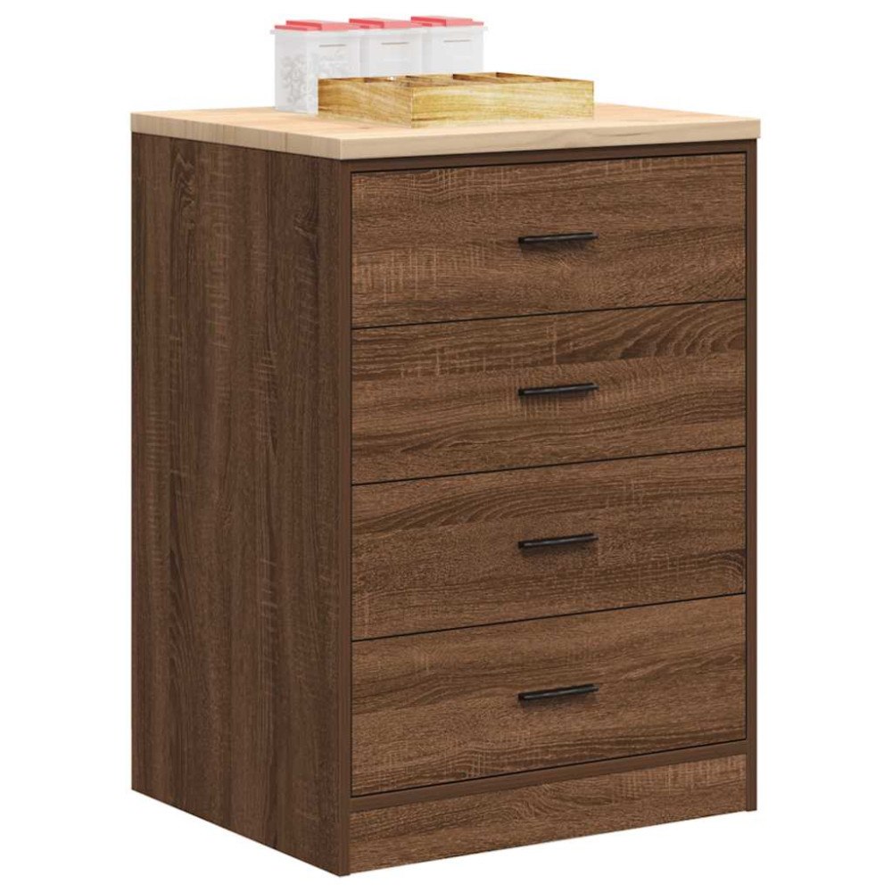 vidaXL Förvaringsskåp för garage brun ek 60x51x85 cm massivt trä furu
