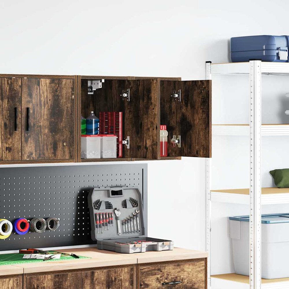 vidaXL Väggskåp för garage 2 st rökt ek konstruerat trä