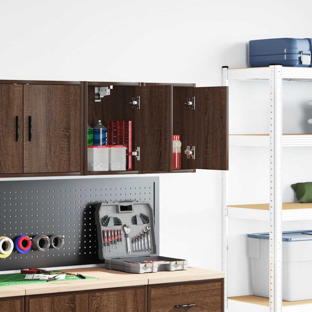 vidaXL Väggskåp för garage 2 st, brun ek konstruerat trä
