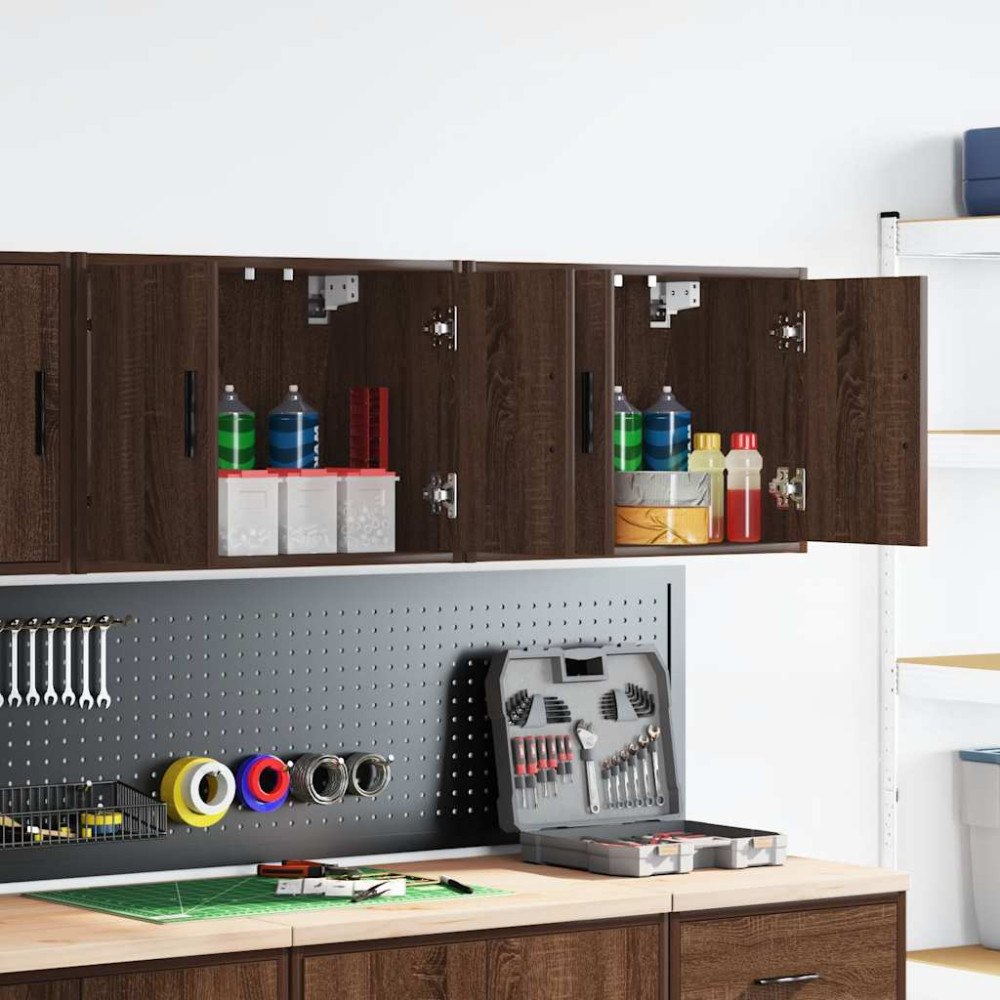 vidaXL Väggskåp för garage 2 st, brun ek konstruerat trä