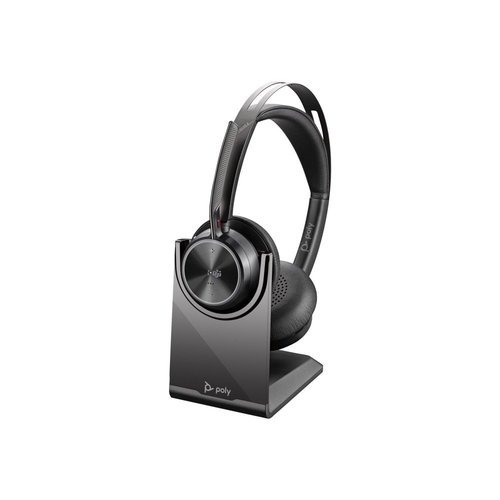 Poly HP Poly Voyager Focus 2 - headset - USB-C via Bluetooth-adapter, USB-A via Bluetooth-adapter - med laddningsställ