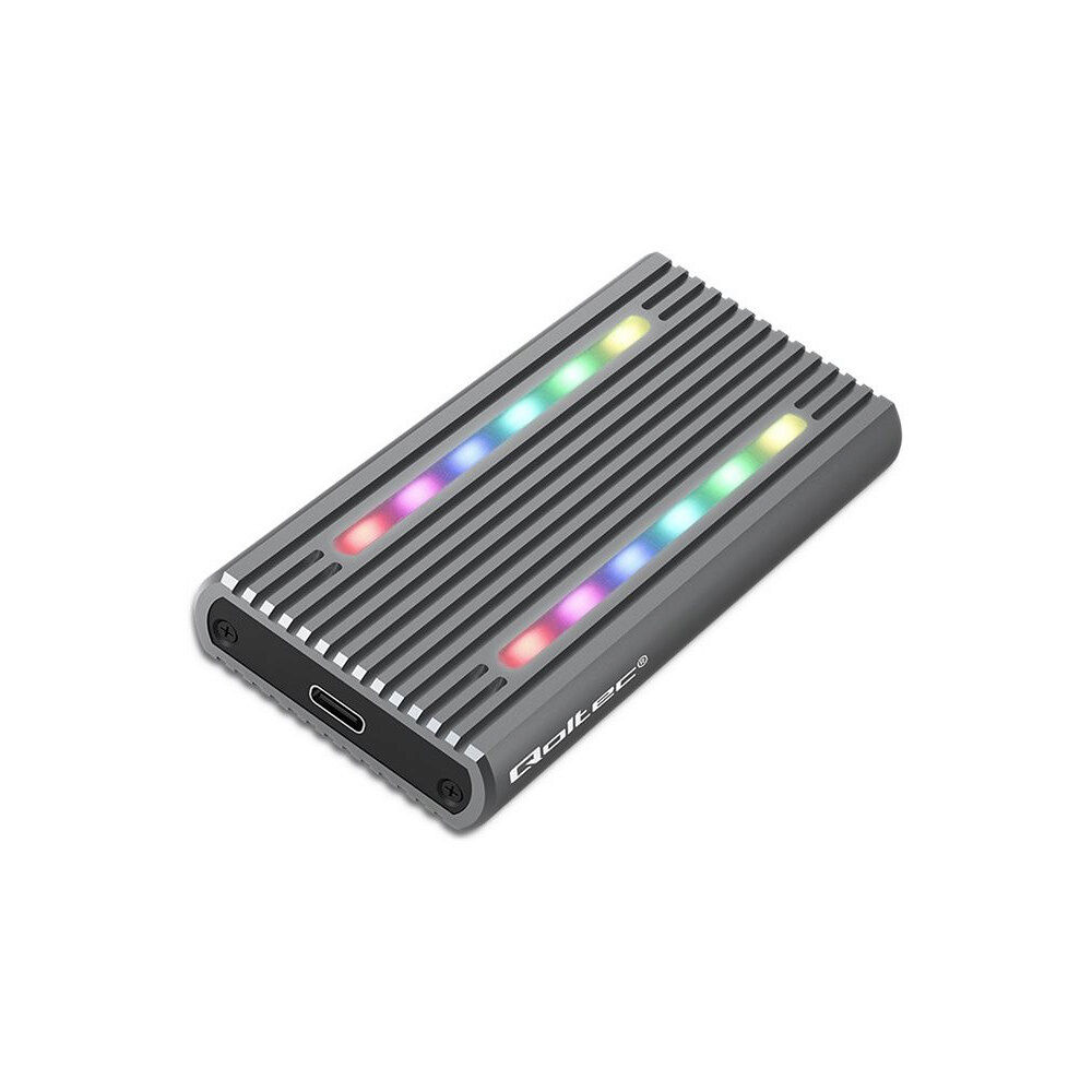 Qoltec Qoltec - förvaringslåda - SSD, SATA, RGB LED, 4TB - M.2 NVMe Card / PCIe (NVMe) - USB-C 3.1 (Gen 2)