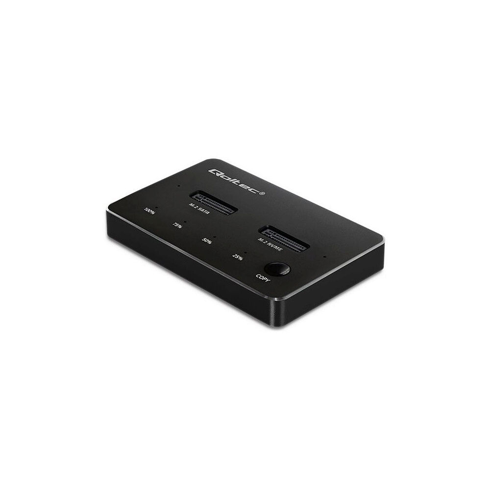 Qoltec Qoltec - SSD-dockningsstation - dual 2 x 2TB - M.2 Card (PCIe NVMe & SATA) - USB-C 3.1 (Gen 2)