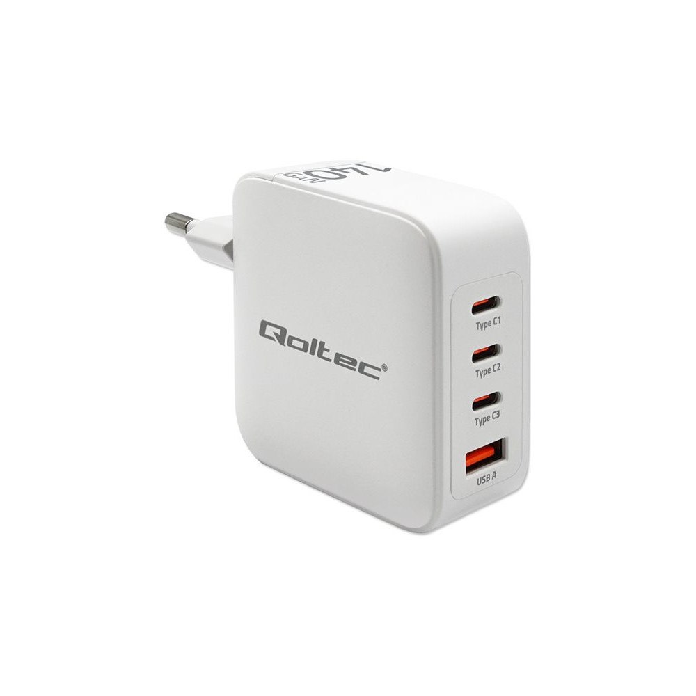 Qoltec Qoltec strömadapter - GaN, 5-20V, 2.5-5A - USB, 3 x USB-C (PD) - 140 Watt