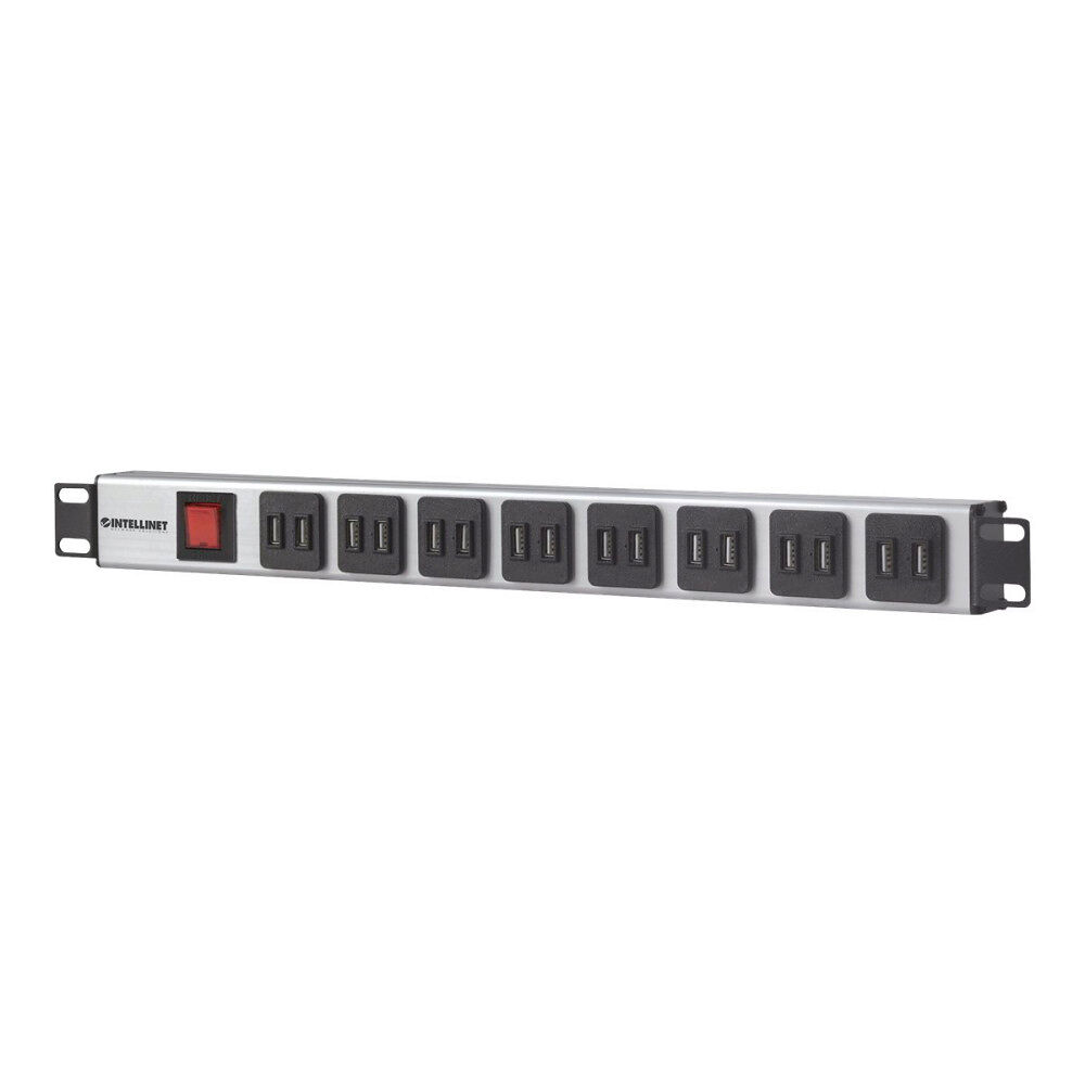 intellinet Intellinet 19" Rackmount 16-Port USB-A Power Distribution Unit (CEE 7/7), With Overload Protection Power Switch, 2.1 A M...