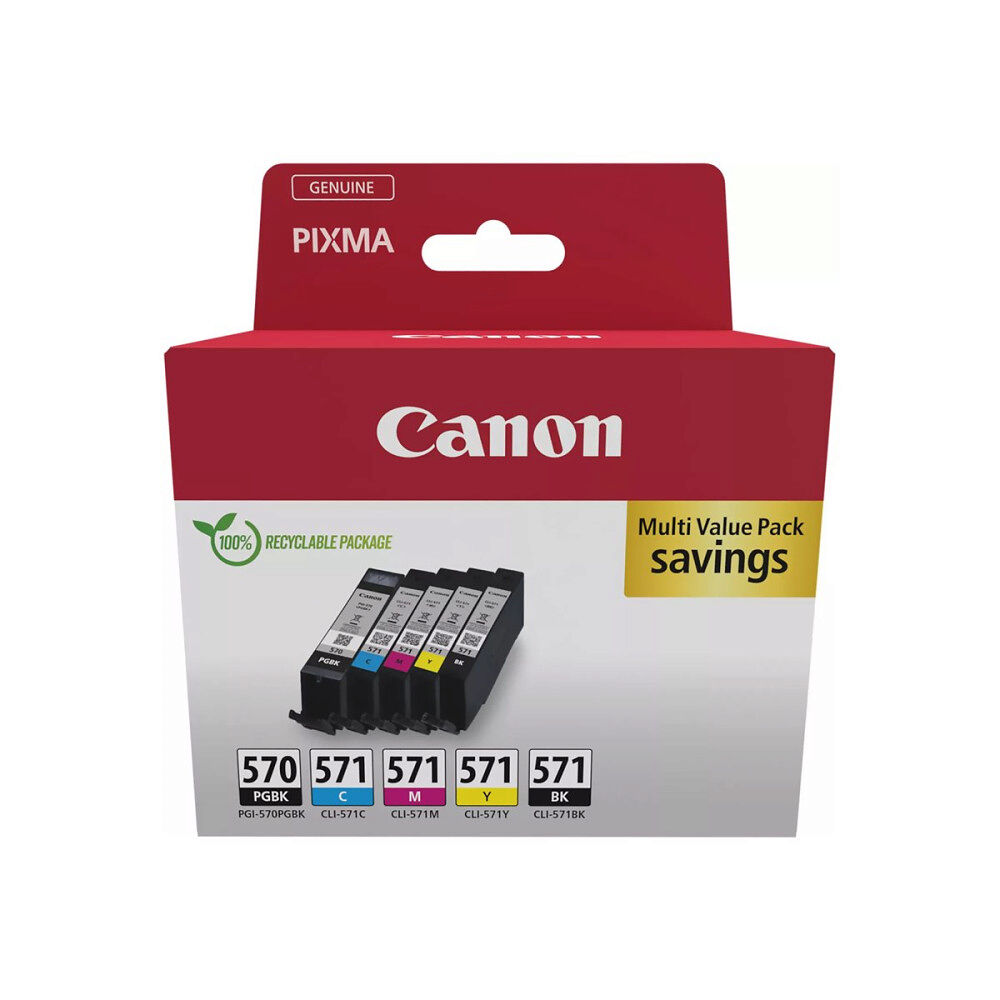 CANON Canon PGI-570/CLI-571 PGBK/BK/C/M/Y Multi Pack - 5-pack - svartfärgad, svart, gul, cyan, magenta - original - bläcktank