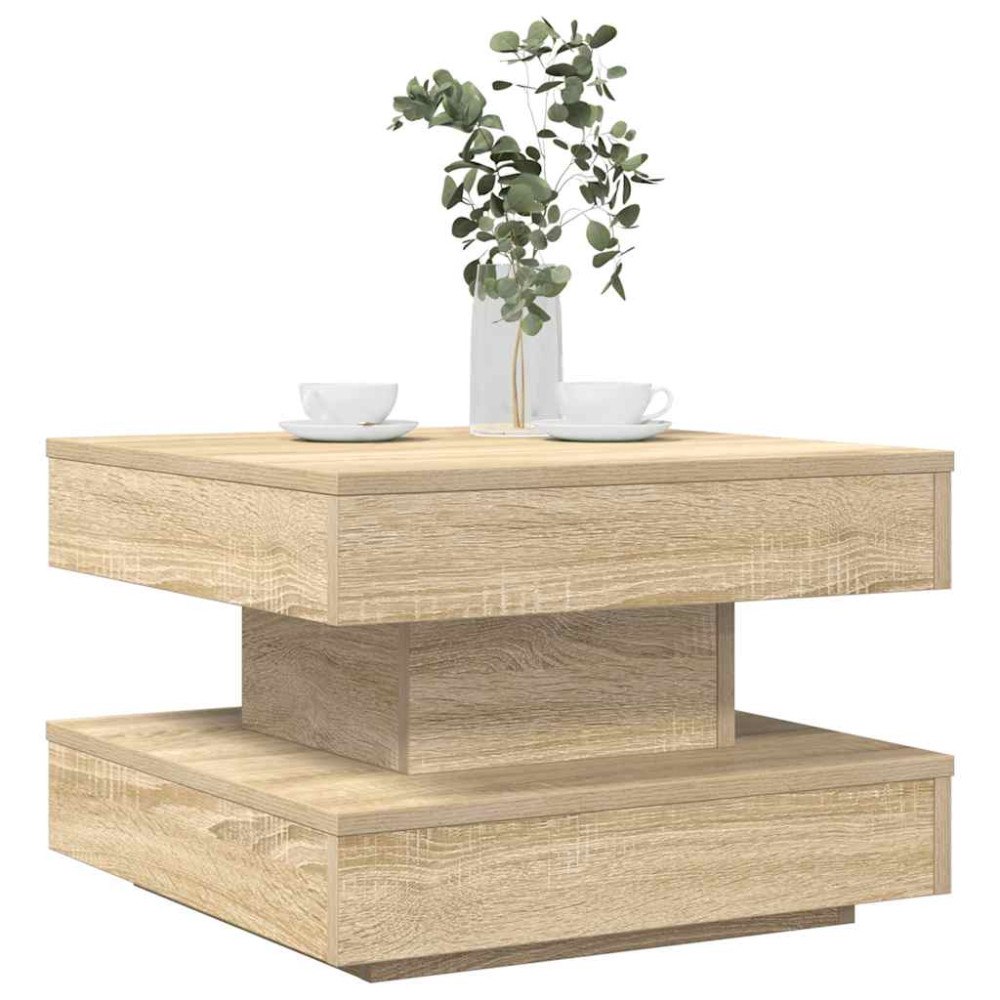 vidaXL Soffbord 360 grader vridbart sonoma-ek 50x50x34,5 cm