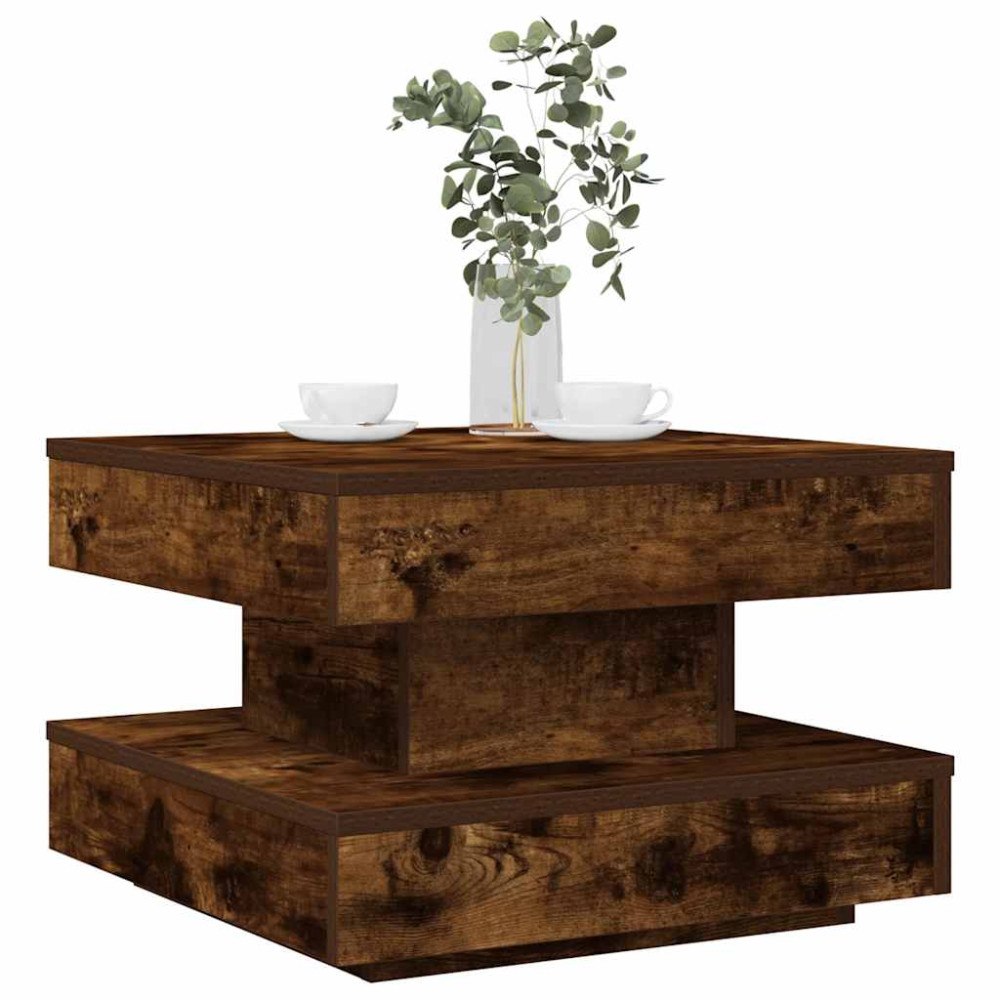 vidaXL Soffbord 360 grader vridbart rökfärgad ek 50x50x34,5 cm