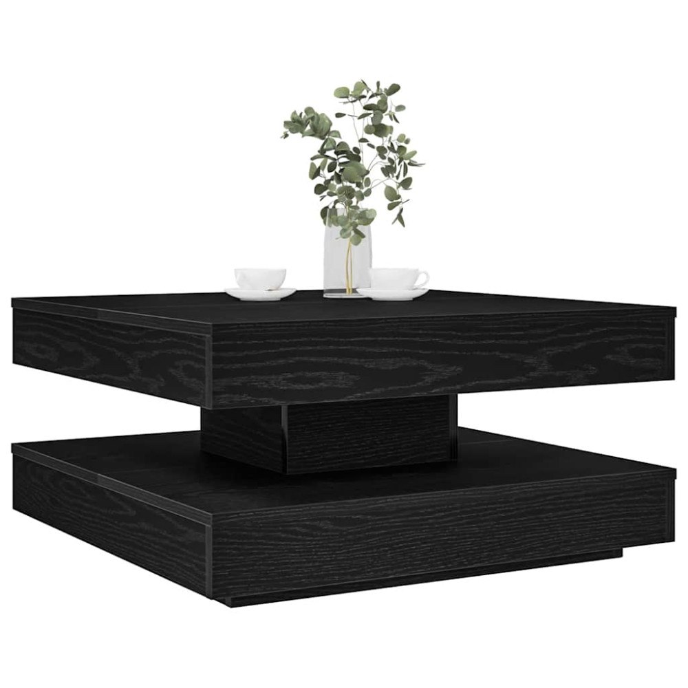 vidaXL Soffbord 360 grader vridbart svart 70x70x34,5 cm