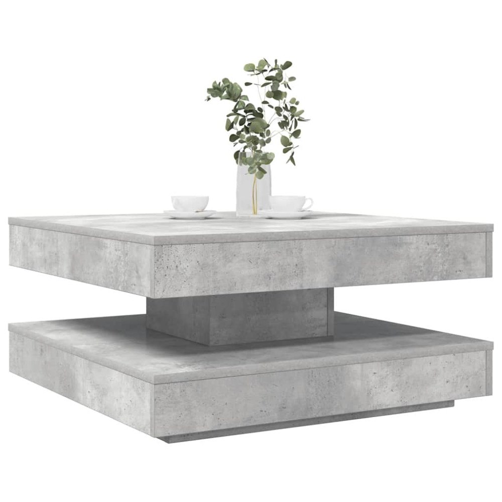 vidaXL Soffbord 360 grader vridbart betonggrå 70x70x34,5 cm