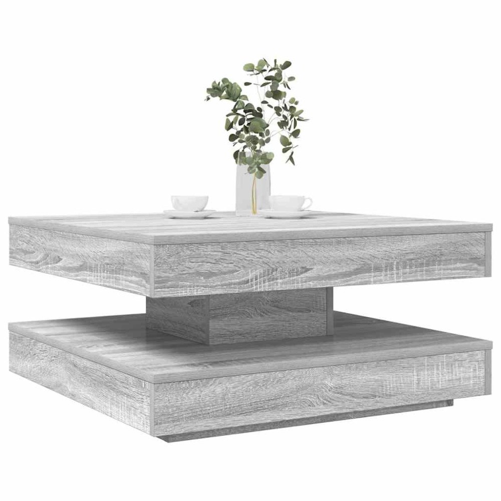 vidaXL Soffbord 360 grader vridbart grå sonoma 70x70x34,5 cm