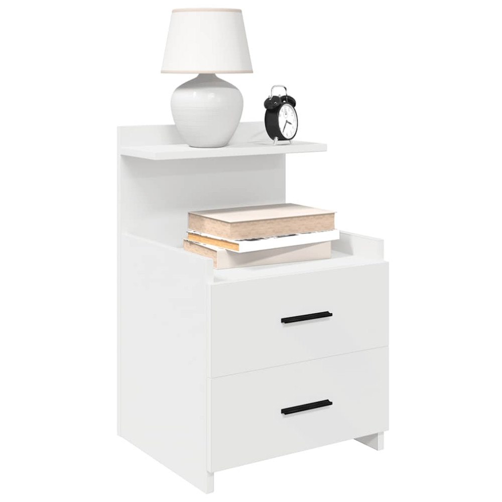 vidaXL Sängbord med 2 lådor vit 40x36,5x62 cm