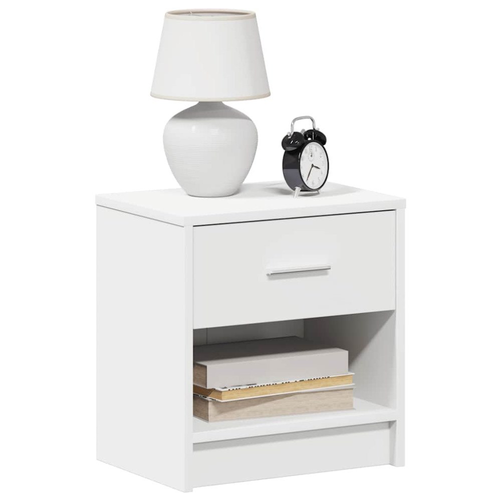 vidaXL Sängbord 2 st med låda vit 39x28x41 cm