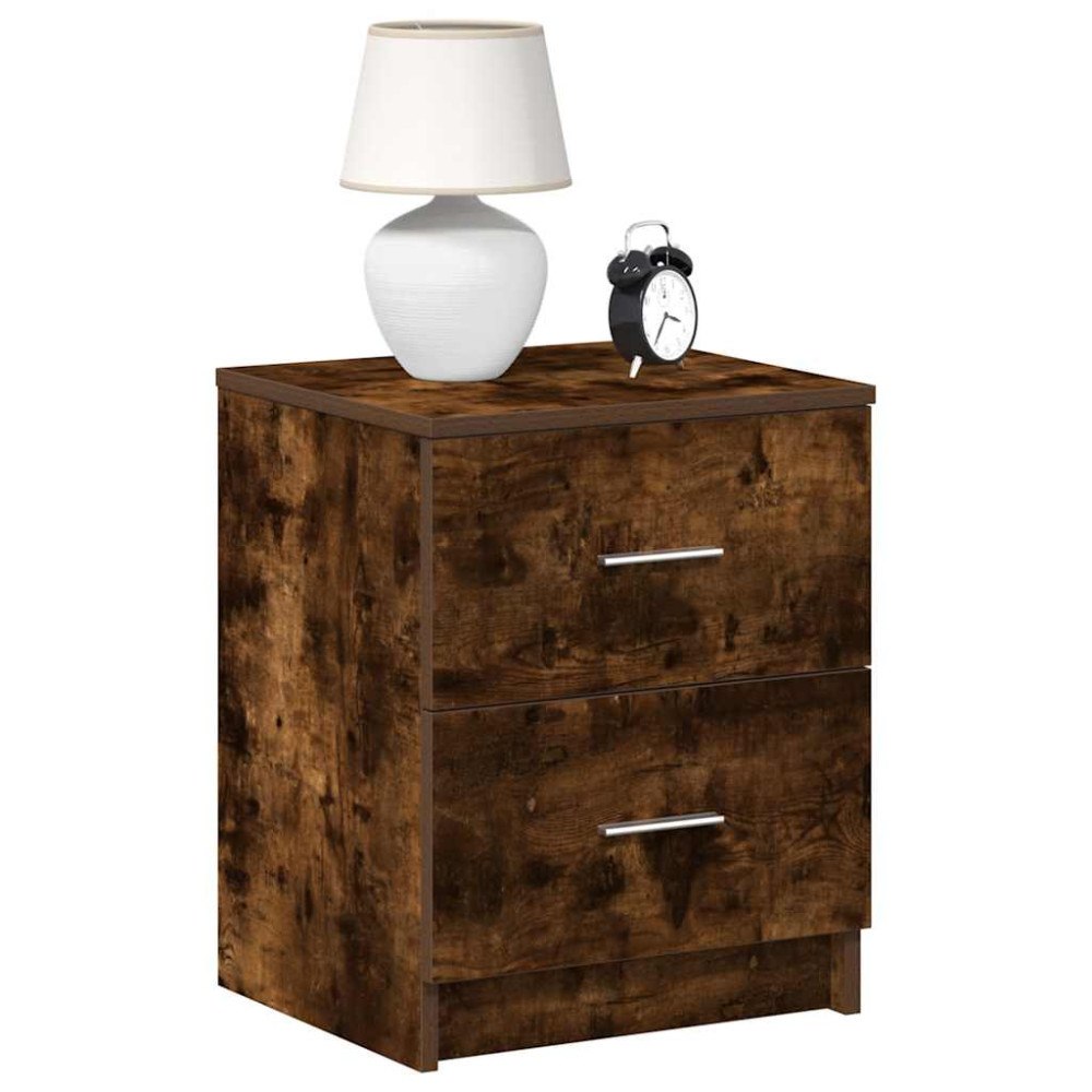 vidaXL Sängbord med 2 lådor rökfärgad ek 40x36x50 cm