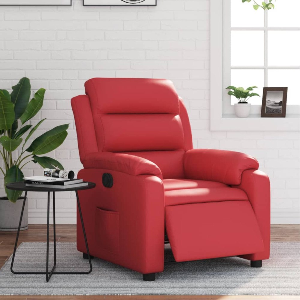 vidaXL Elektrisk reclinerfåtölj röd konstläder