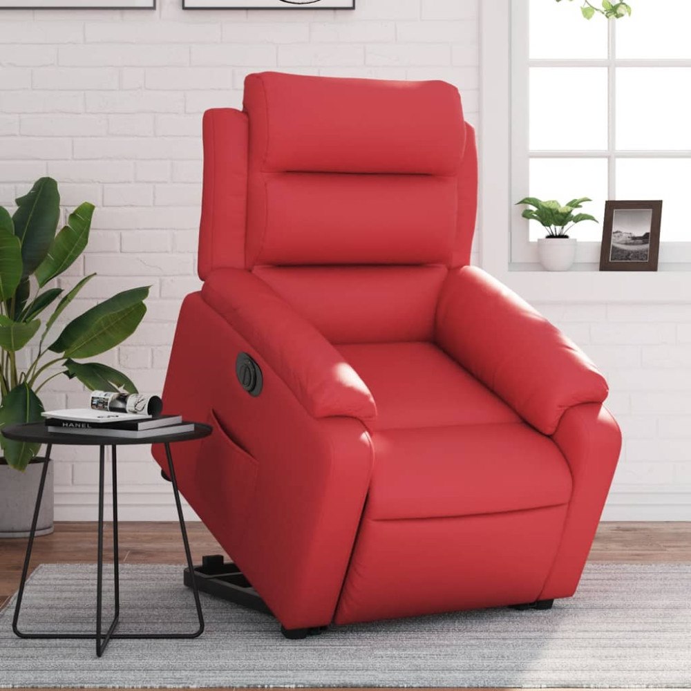 vidaXL Reclinerfåtölj med uppresningshjälp röd konstläder
