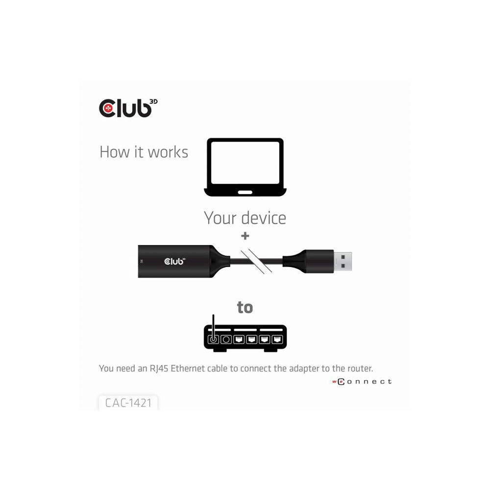 Club 3D Club 3D - nätverksadapter - USB 3.2 Gen 1 - 5GBase-T x 1