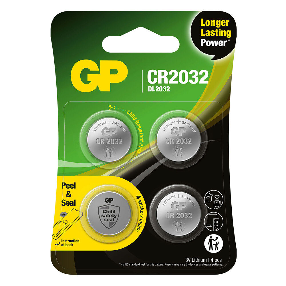 GP Lithium Coin Cell CR2032 4-pack