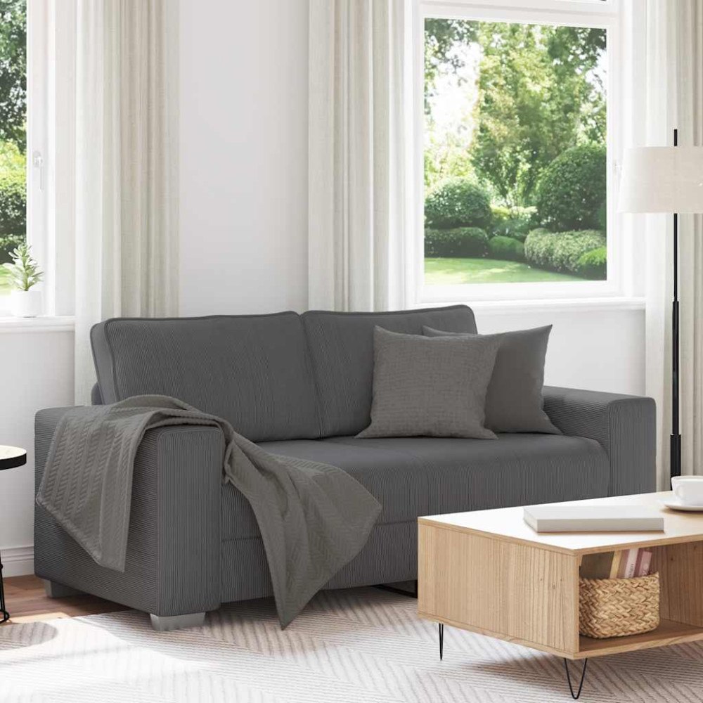 vidaXL Loveseat soffa mörkgrå 140 cm manchestertyg