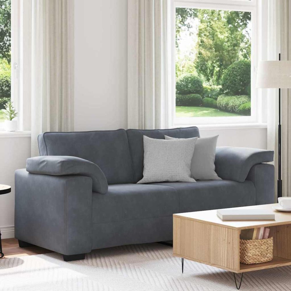 vidaXL Loveseat soffa mörkgrå 140 cm sammet