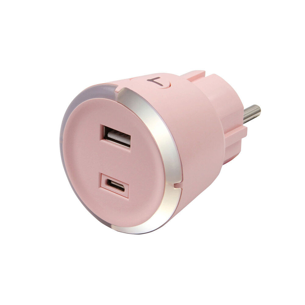 Capidi Safety Timer USB A+C 1-4 hours 3.4A Pink