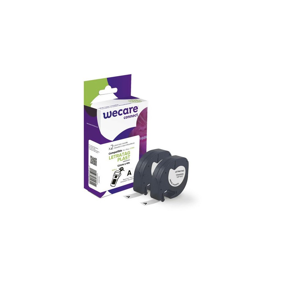 Wecare Tape WECARE Plast 12mmx4m sv på vit 2/fp